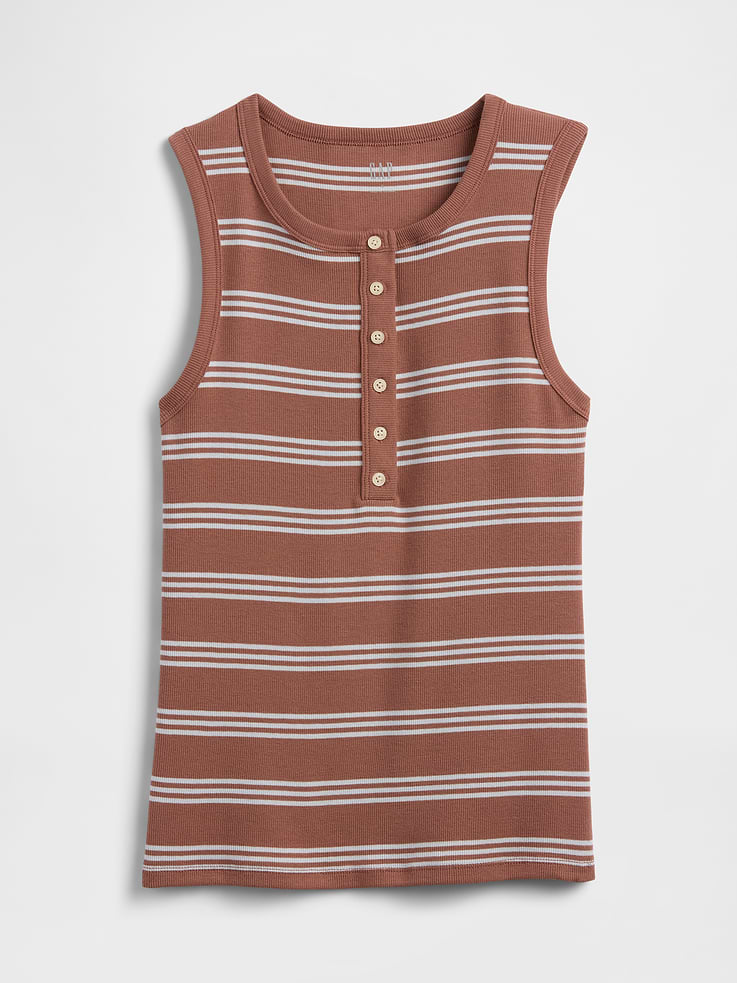Image number 5 showing, Ribbed Henley Tank Top