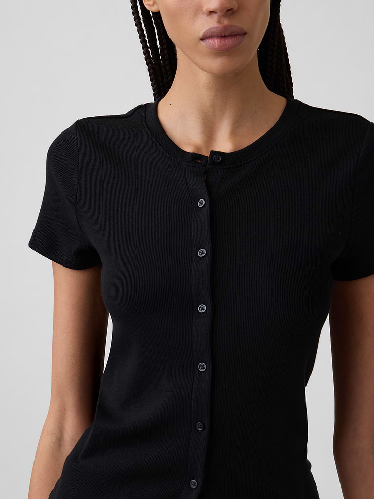 Image number 4 showing, Ribbed Button-Up Top