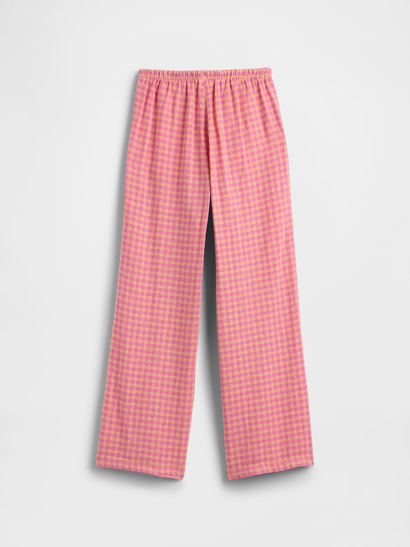 Kids Pull-On Wide-Leg Linen-Blend Pants