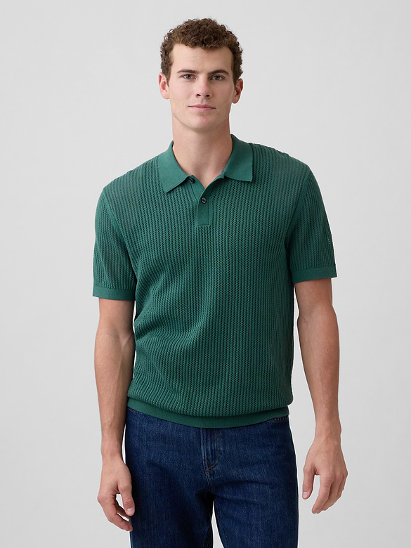 Crochet Sweater Polo Shirt