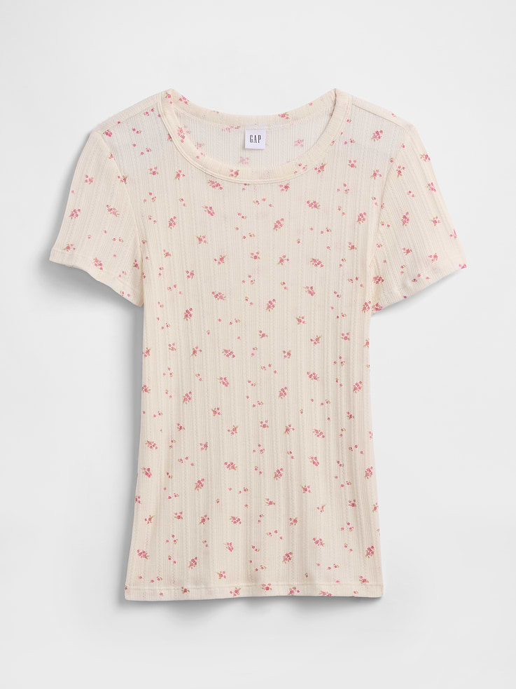 Image number 5 showing, Essential Ribbed Pointelle T-Shirt