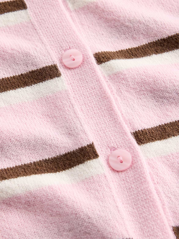 CashSoft Stripe Crewneck Cardigan