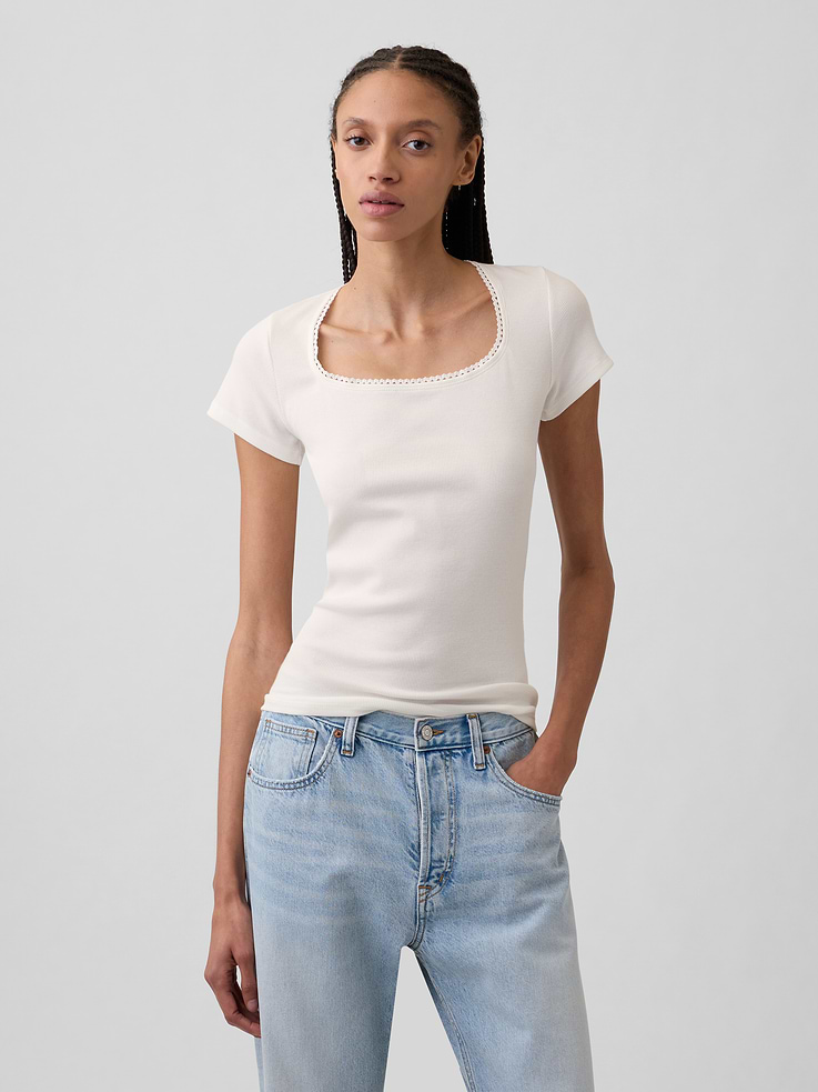Image number 1 showing, Ribbed Squareneck Top