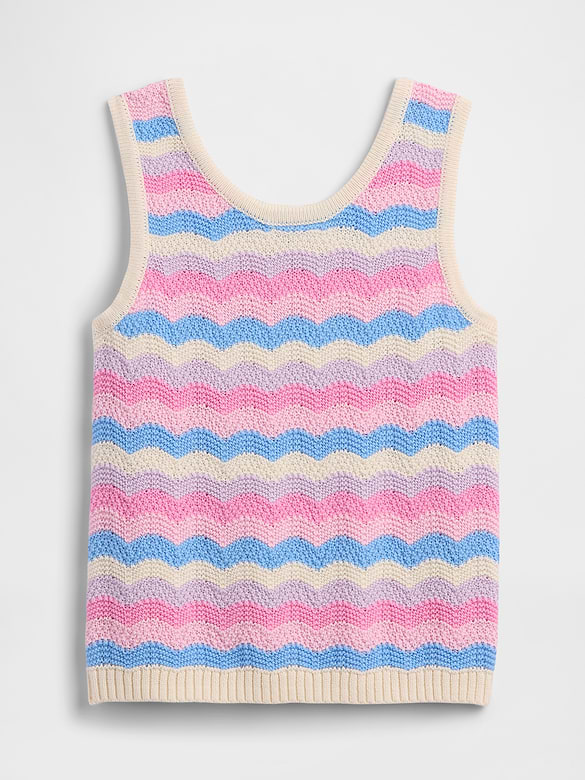Kids Stripe Crochet Sweater Tank Top