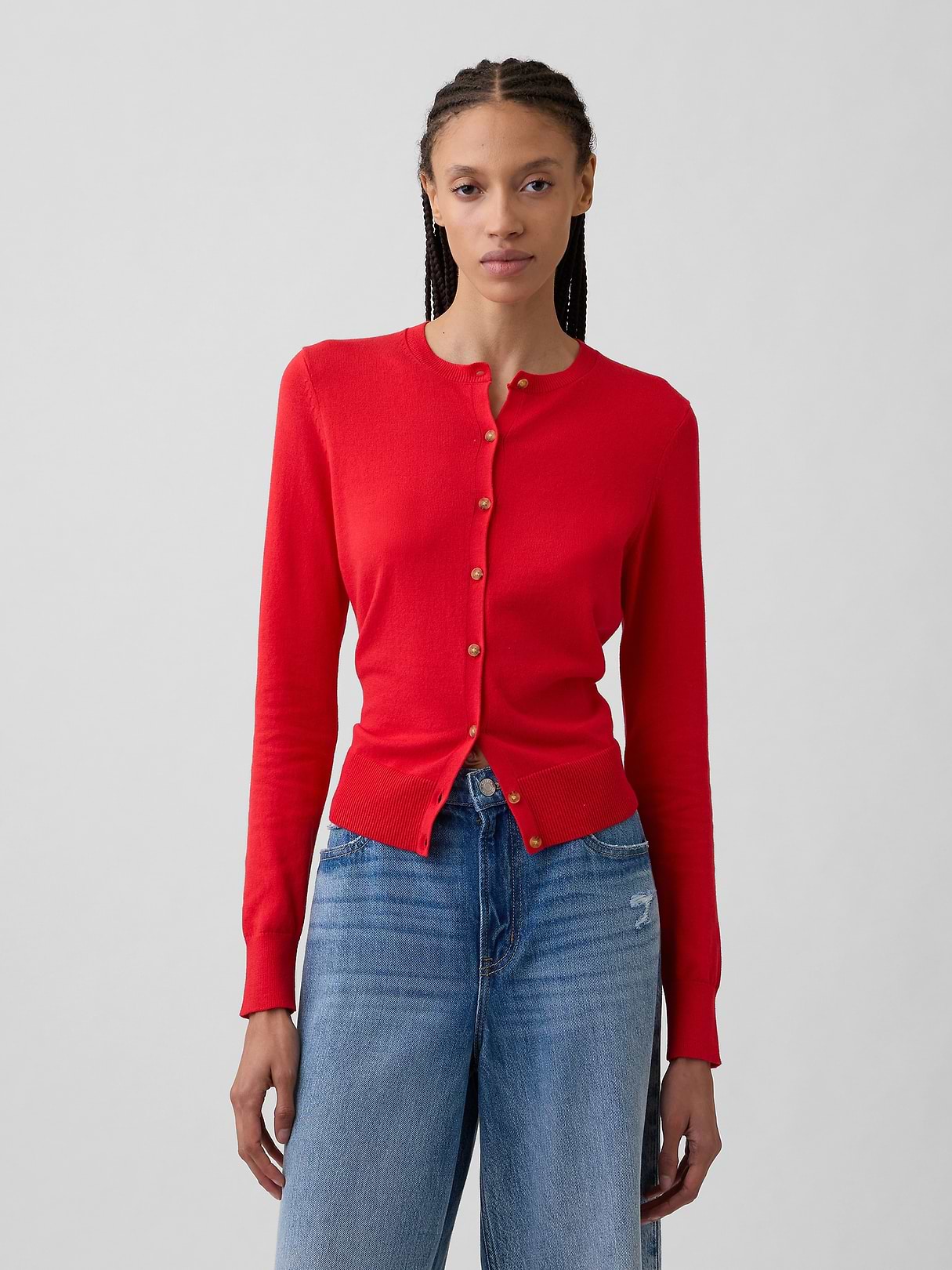 トップス 90s-00s OLD GAP cotton knit cardigan Red Crewneck Cardigan | Gap Factory