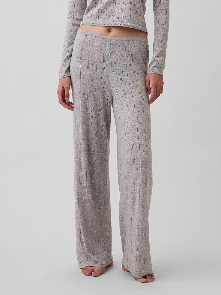 Image number 2 showing, Lightweight CashSoft Pointelle Heart PJ Pants