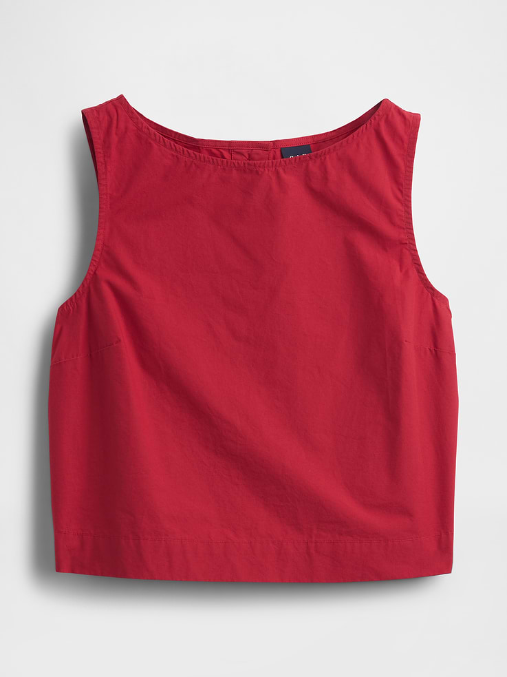 Image number 6 showing, Poplin Boatneck Shell Tank Top