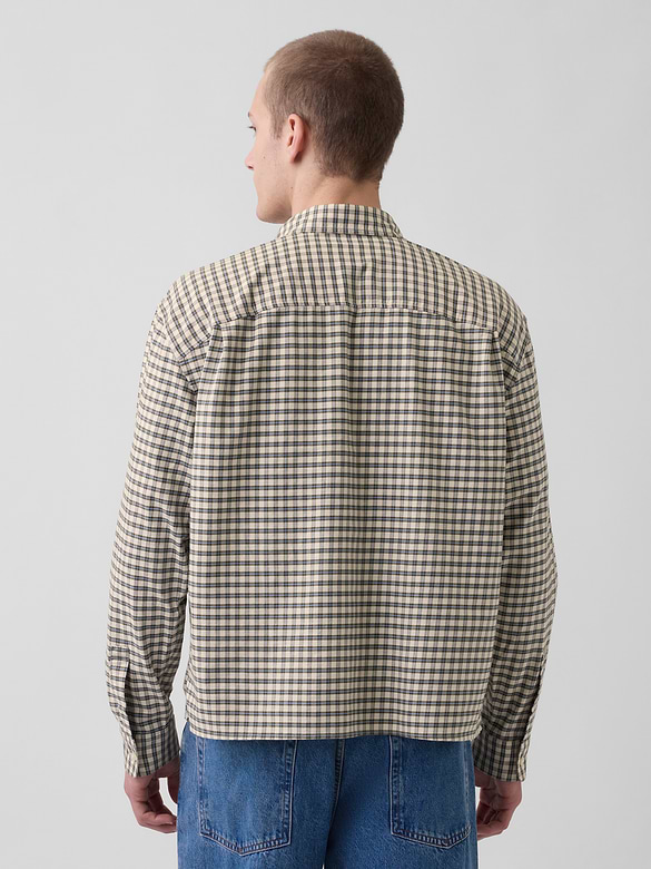 Relaxed Crop Straight-Hem Oxford Shirt