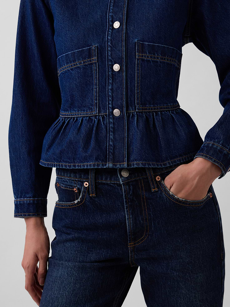 Image number 6 showing, Denim Fitted Peplum Top