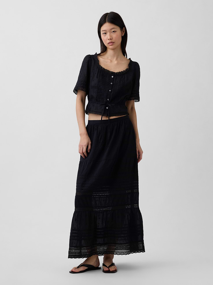 Image number 2 showing, Lace-Trim Peplum Top