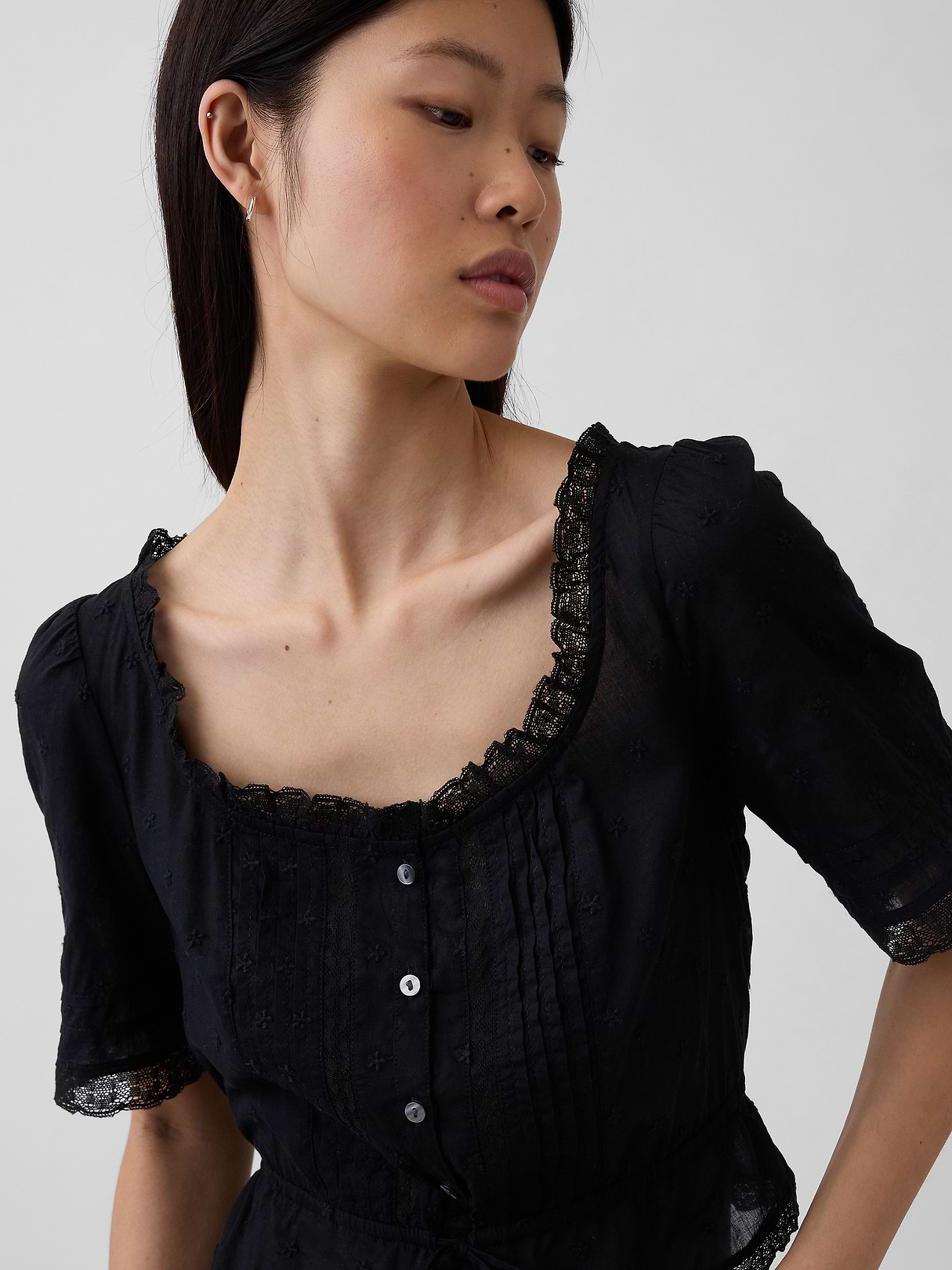 Lace-Trim Peplum Top | Gap