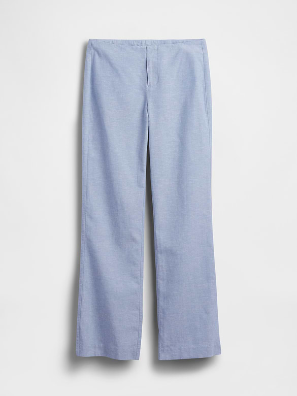 Low Rise Linen-Blend Flare Pants