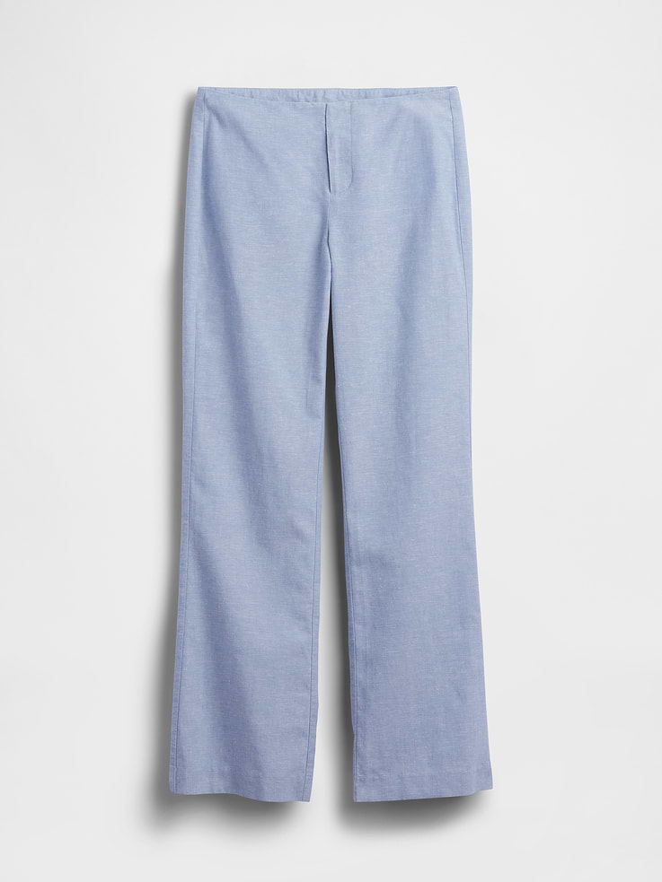 Image number 7 showing, Low Rise Linen-Blend Flare Pants