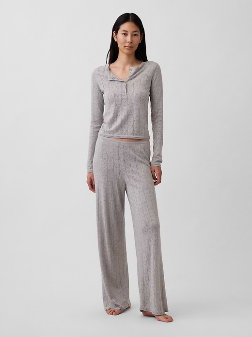 Lightweight CashSoft Pointelle Heart PJ Pants - Light heather grey by Gap