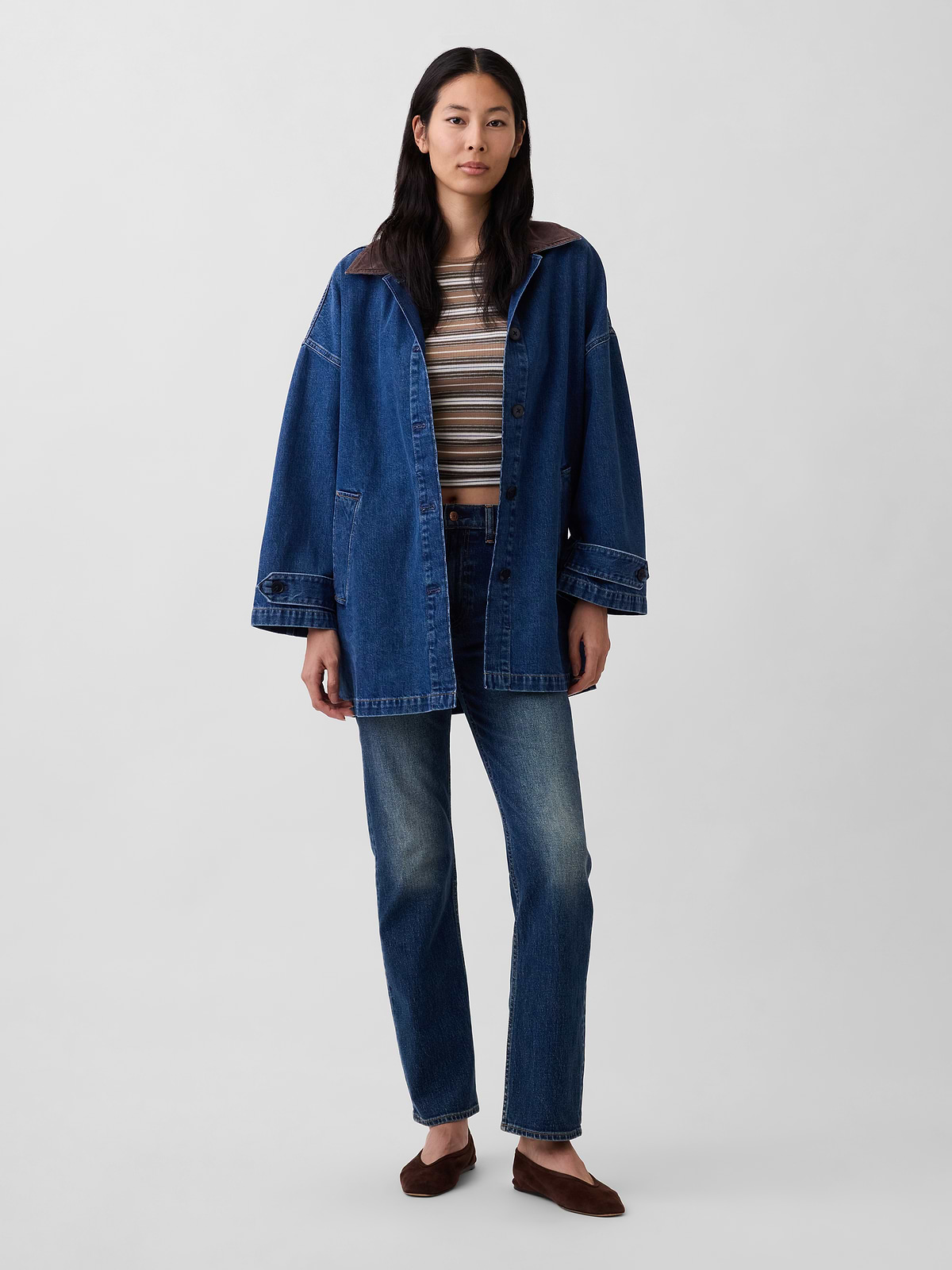 Oversized Denim Car Coat