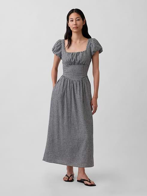 drop waist linen dress Boden Women's Erma in White linen fabric Teri Jon By Rickie Freeman
