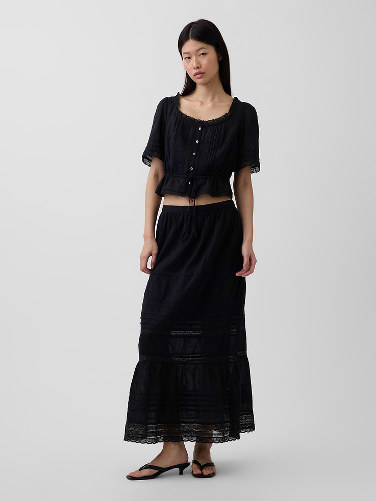 Image number 1 showing, Lace-Trim Maxi Skirt