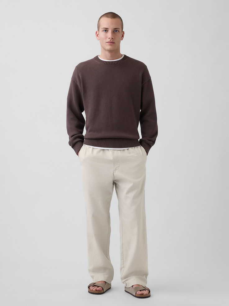 Image number 1 showing, Linen-Cotton Relaxed Taper Easy Pants