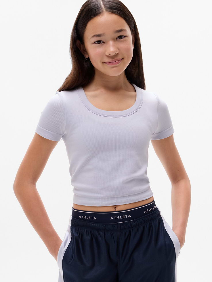 Image number 1 showing, Athleta Girl Rise Above Rib Scoop Tee