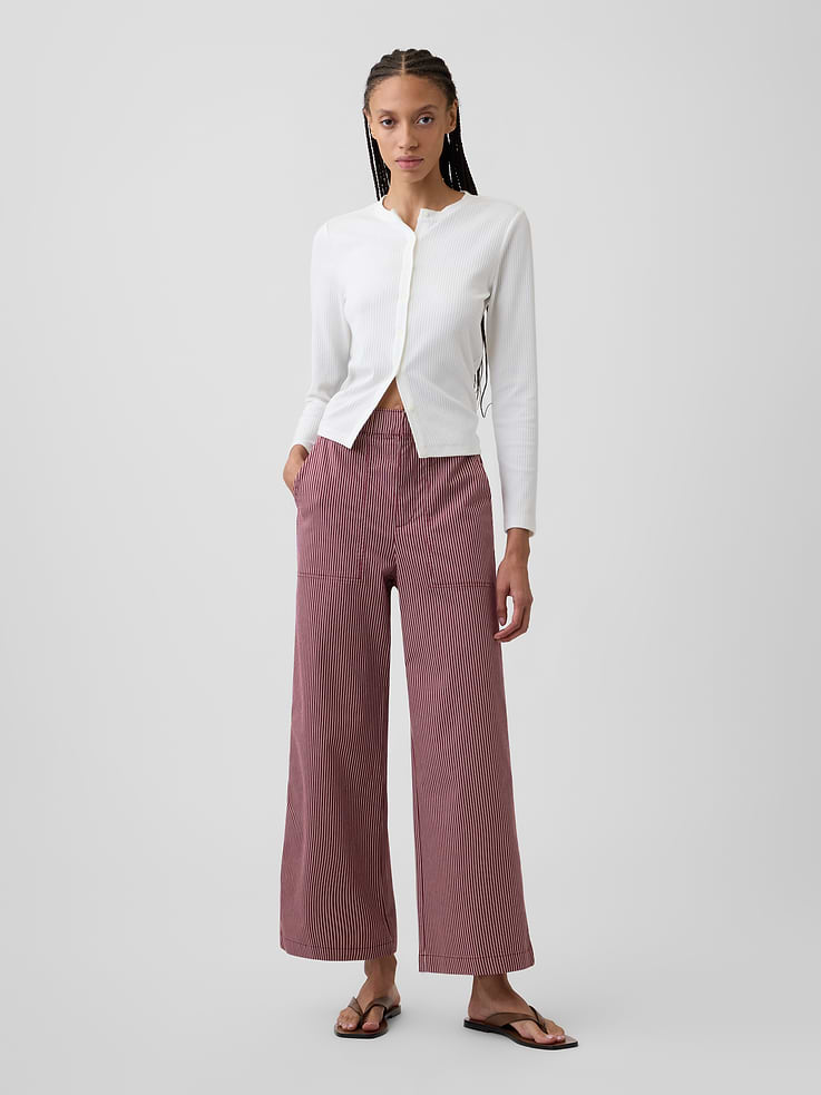 Image number 1 showing, High Rise Easy Wide-Leg Khakis