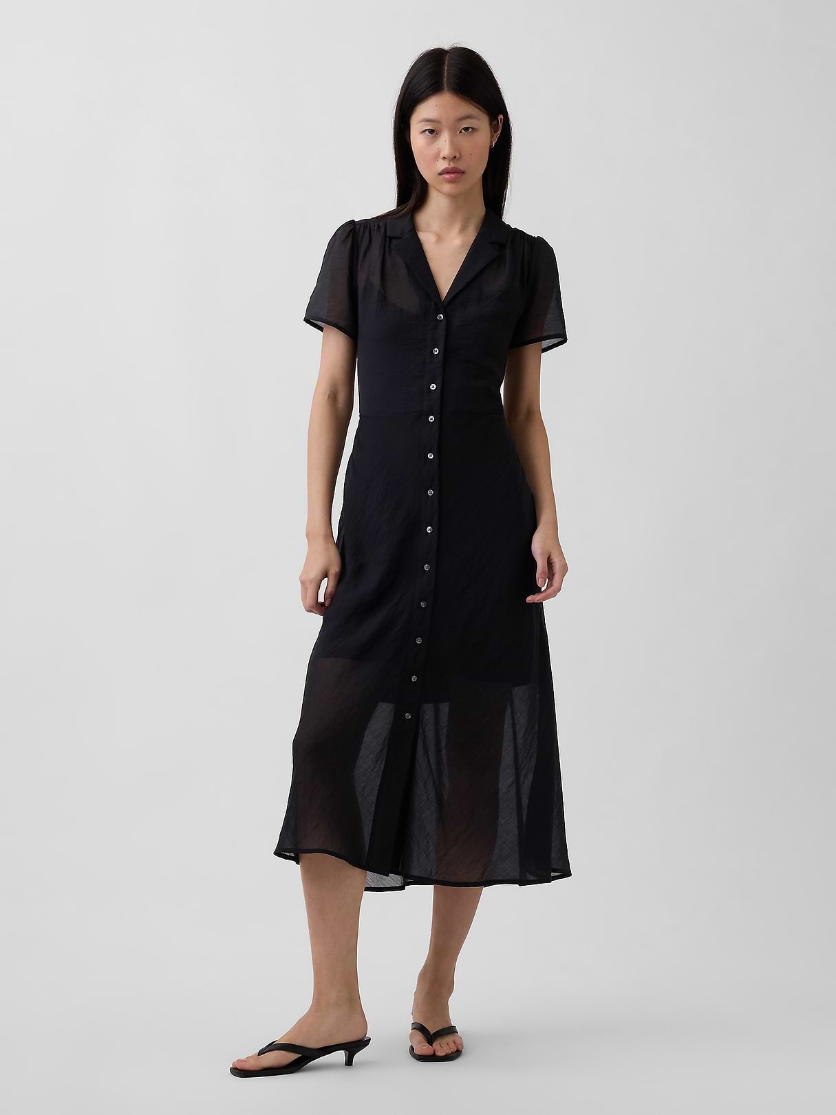 Sheer Midi Shirtdress | Gap