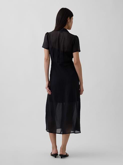 Sheer Midi Shirtdress