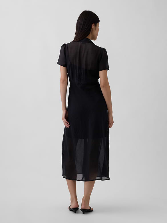 Sheer Midi Shirtdress