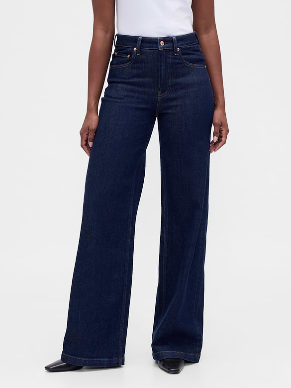 Curvy High Rise Stride Wide-Leg Jeans