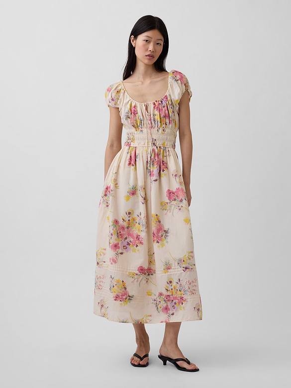 Voile Smocked-Waist Maxi Dress