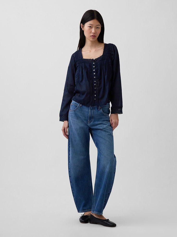 Image number 2 showing, Lace-Trim Square-Neck Top