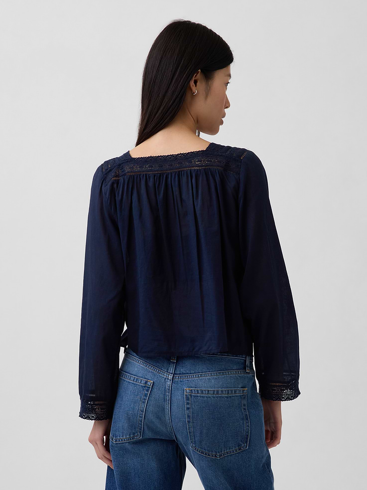 Image number 3 showing, Lace-Trim Square-Neck Top