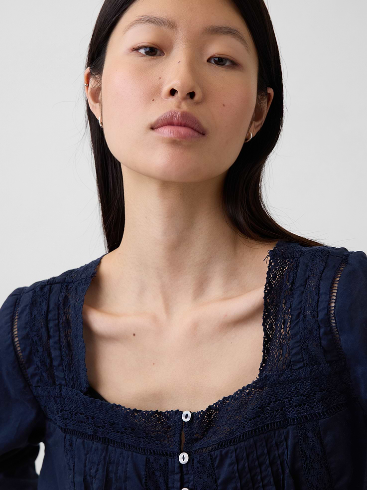 Image number 4 showing, Lace-Trim Square-Neck Top
