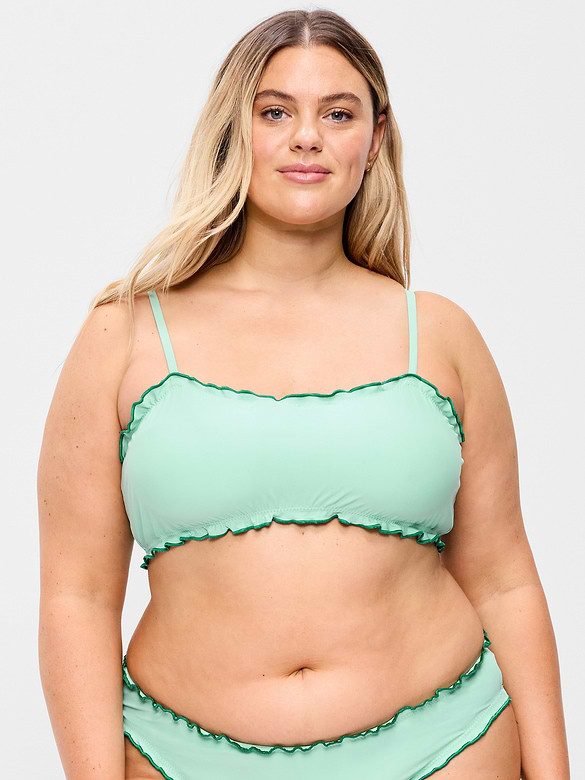 Scoop-Neck Ruffle Swim Top