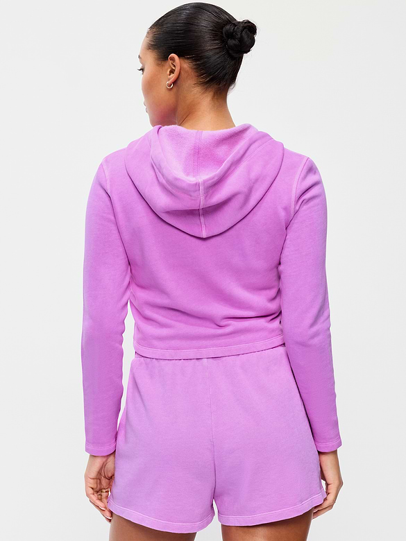 Shrunken Cropped Zip Hoodie Sweatshirt