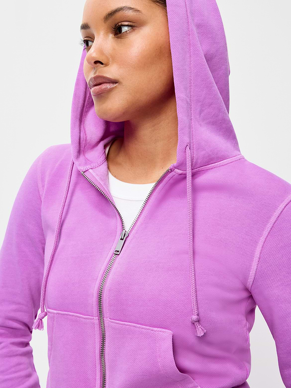 Shrunken Cropped Zip Hoodie Sweatshirt