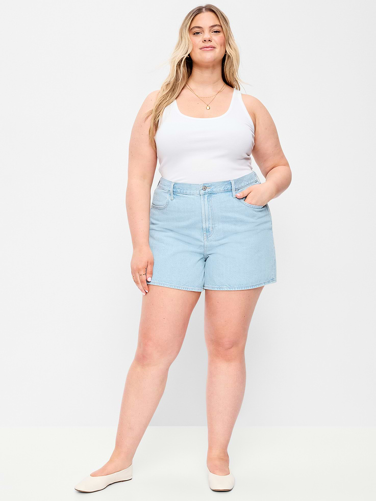 Image number 7 showing, High-Waisted Wow Baggy Jean Shorts -- 5-inch inseam