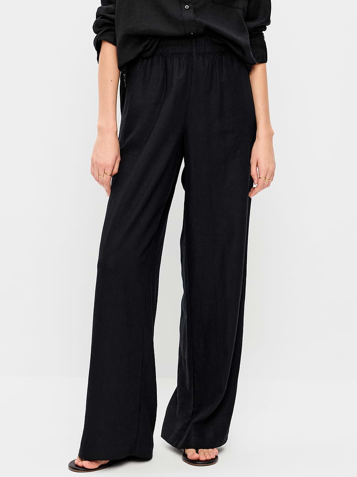Image number 2 showing, High-Waisted Linen-Blend Super Wide-Leg Pants
