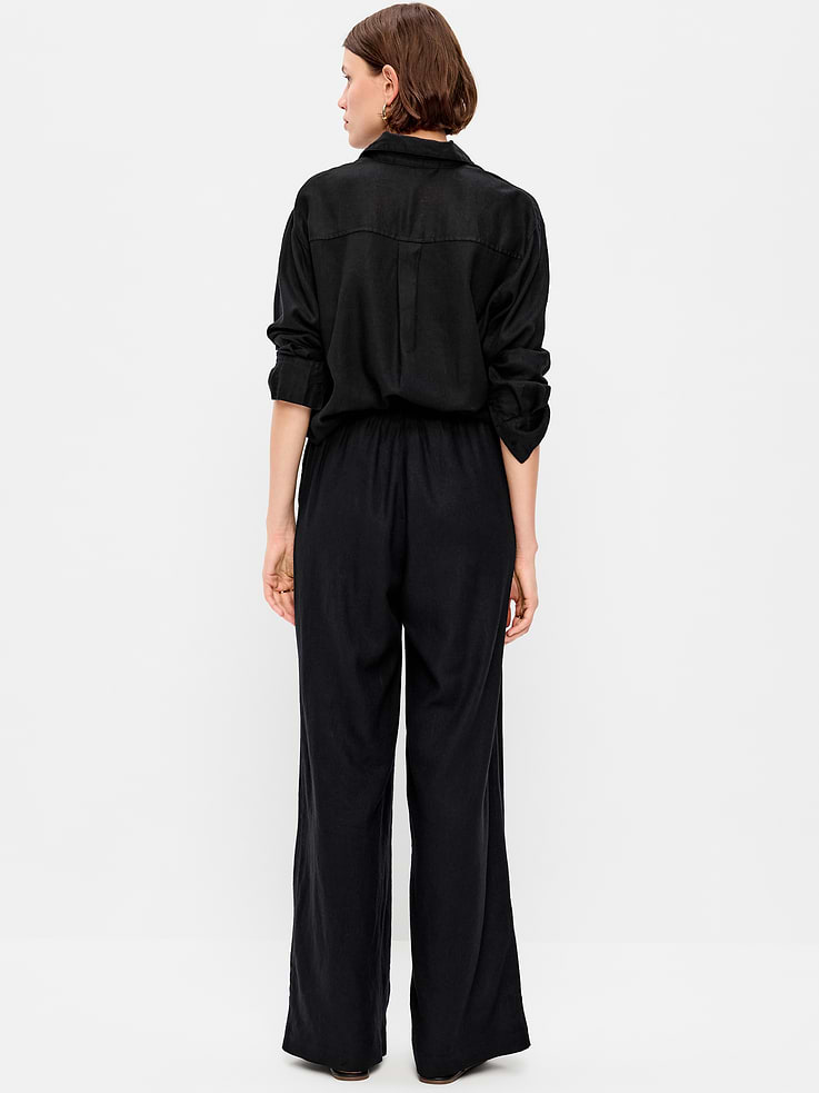 Image number 3 showing, High-Waisted Linen-Blend Super Wide-Leg Pants