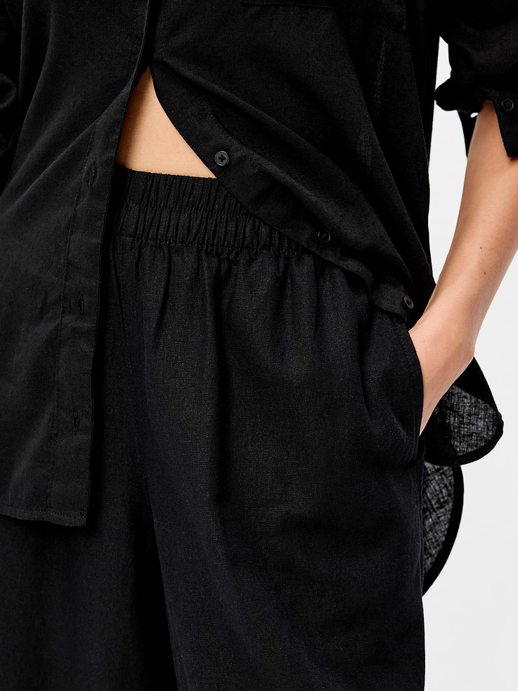 Image number 5 showing, High-Waisted Linen-Blend Super Wide-Leg Pants