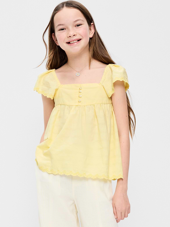 Flutter-Sleeve Textured Top for Girls