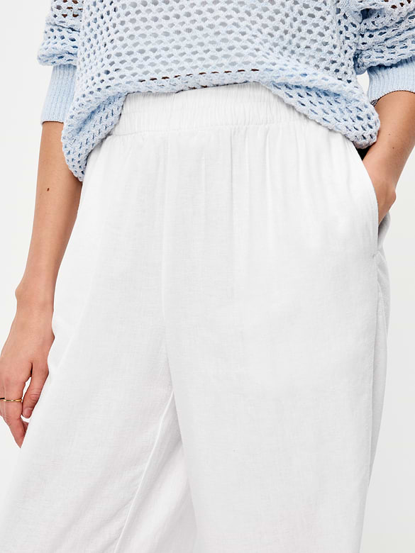 High-Waisted Linen-Blend Super Wide-Leg Pants