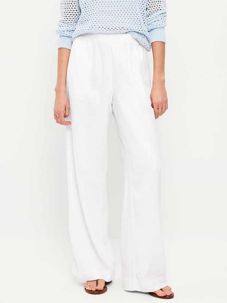 Image number 2 showing, High-Waisted Linen-Blend Super Wide-Leg Pants