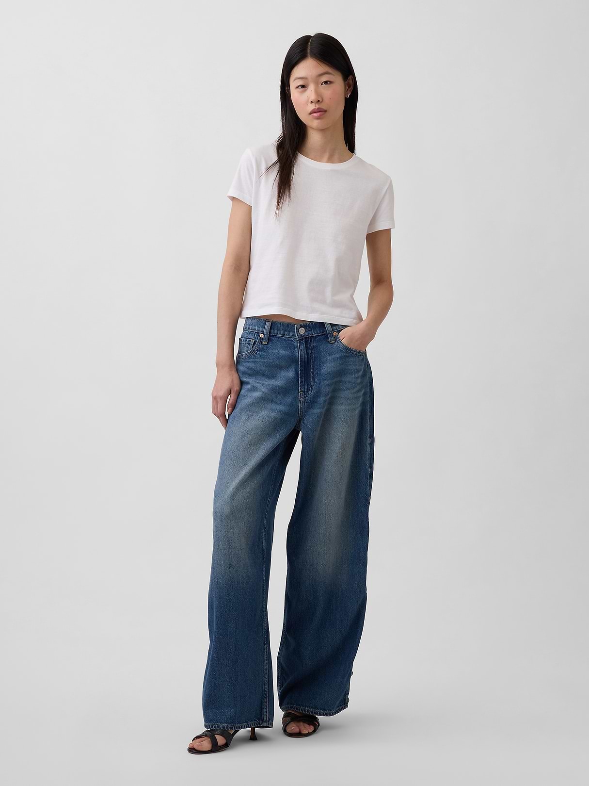 Mid Rise UltraSoft Studded Baggy Jeans | Gap