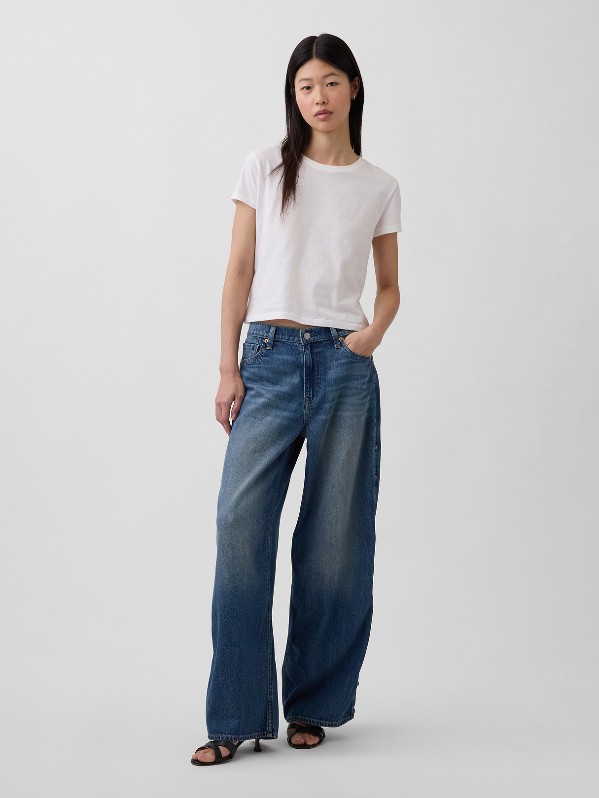 Mid Rise UltraSoft Studded Baggy Jeans by Gap