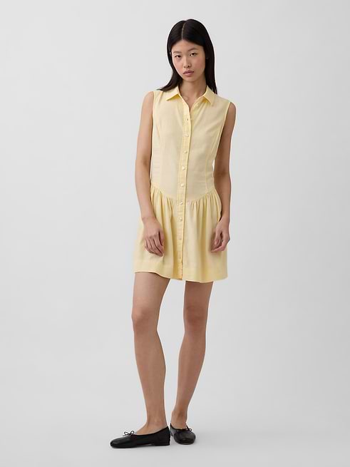 drop waist shirt dress The * 97% Cotton The Tobie Drop-Waist Midi Shirt