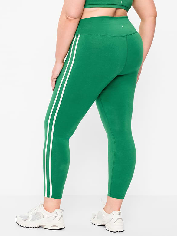 Legging à rayures latérales en coton à taille haute longueur 7/8 PowerChill