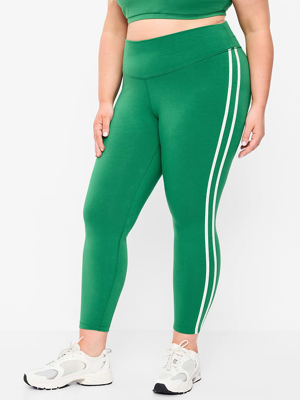 Legging à rayures latérales en coton à taille haute longueur 7/8 PowerChill