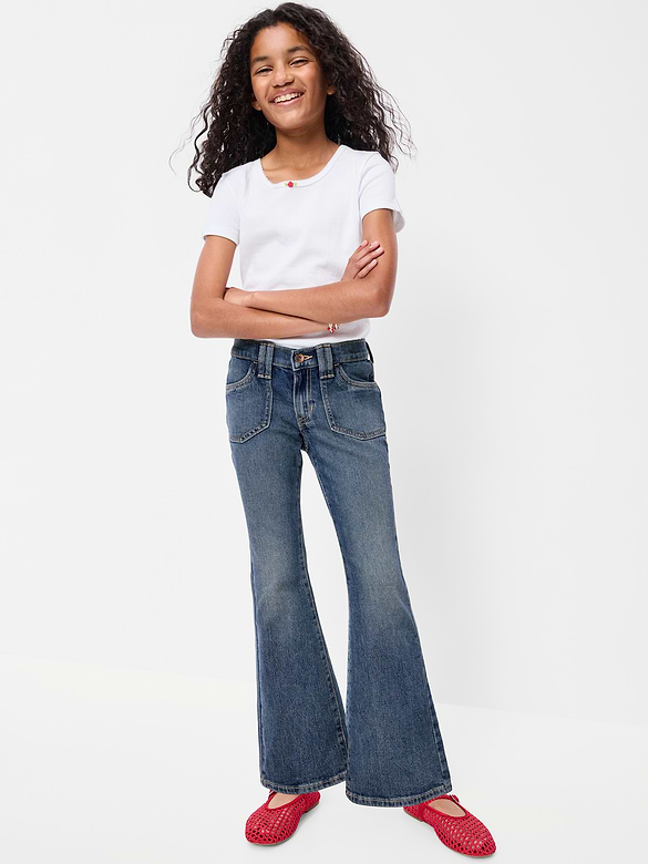 Jean à jambe évasée à taille basse pour fille