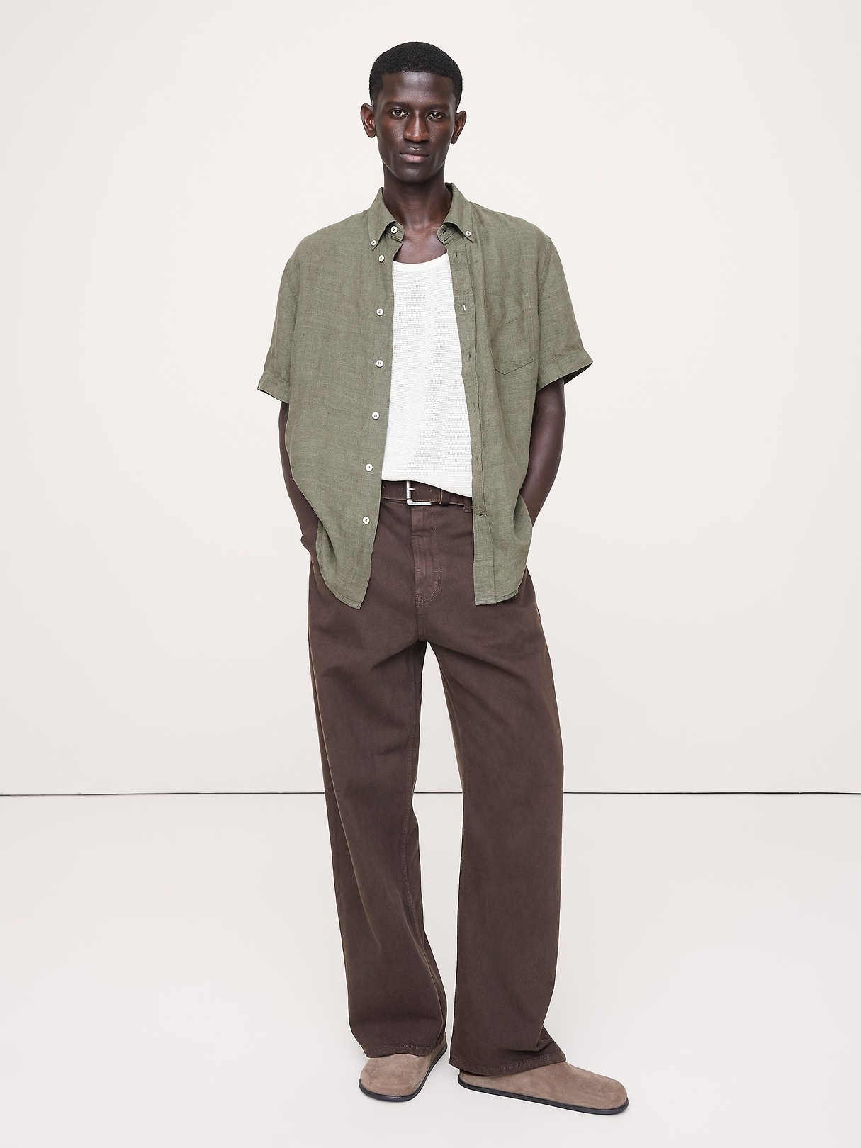 Standard-Fit Linen Short-Sleeve Shirt | Banana Republic