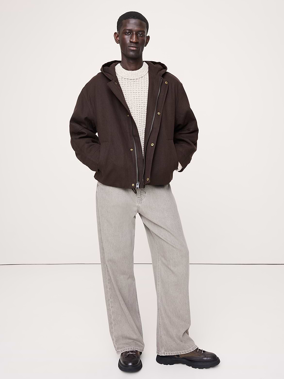 Hemp-Cotton Canvas Insulated Bomber Jacket